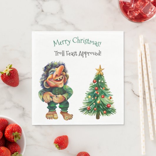 Grappig Troll Christmas Party Scandinavische stijl Servet (Insitu)