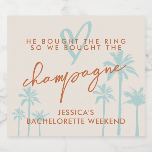 Grappig Tropisch Bachelorette-weekend Sparkling Wijnetiket (Enkel label)