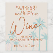 Grappig Tropisch Bachelorette-weekend Wijn Etiket (Enkel label)