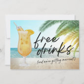 Grappig Tropisch Beach Weddenschap Save the Date Aankondiging (Voorkant)