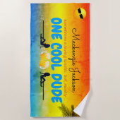 Grappig Tropisch een coole vent met naam op Grunge Strandlaken (Voorkant)