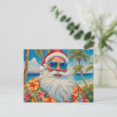 Grappig Tropisch Eiland Paradijs Kerstman Briefkaart (Staand voorkant)