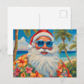 Grappig Tropisch Eiland Paradijs Kerstman Briefkaart (Voorkant / Achterkant)