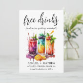 Grappig Tropisch Fruit Cocktails Drink Foto Bruilo Save The Date (Staand voorkant)