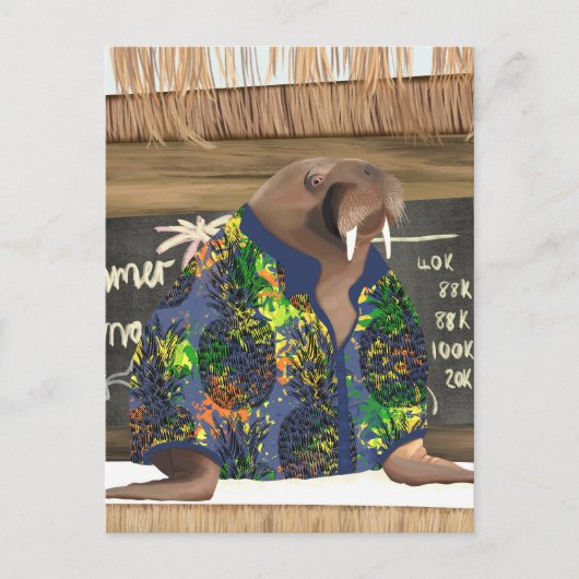 Grappig tropisch Hawaiiaans Walrus zeeleven Briefkaart (Voorkant)