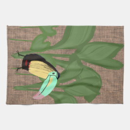 Grappig Tropisch Vogelbananenblad Theedoek