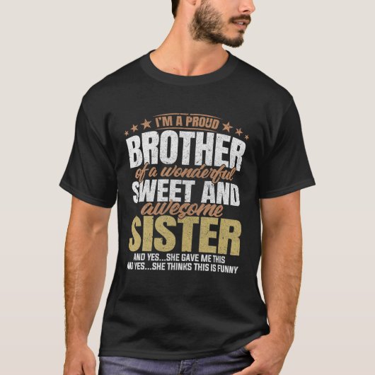 Grappig trots broertje van Geweldige zusje kerst T-shirt (Voorkant)