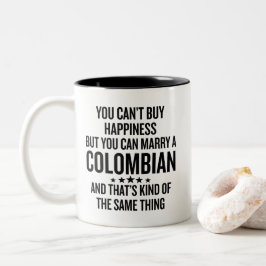 Grappig trouw met een Colombiaan Tweekleurige Koffiemok