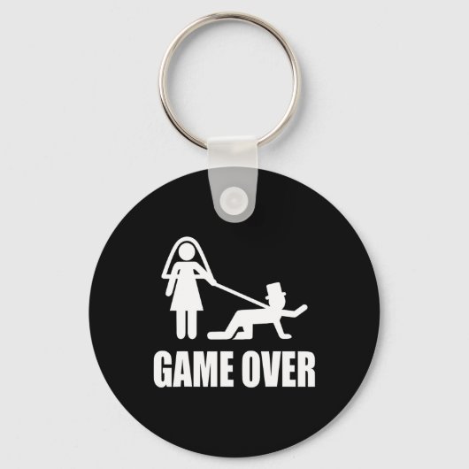 Grappig Trouwen Game Over Bruiloft Gag Team B Sleutelhanger (Voorkant)