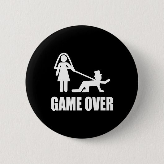 Grappig Trouwen Game Over Bruiloft Grap Team G Ronde Button 5,7 Cm (Voorkant)