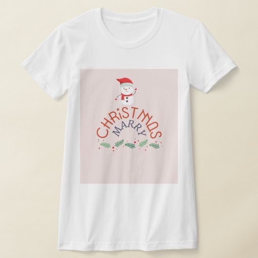 Grappig Trouwen Kerstsneeuw man roze T-shirt (Laagn)