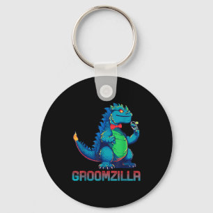 Grappig trouwfeest bruidegomzilla-ontwerp voor fee sleutelhanger