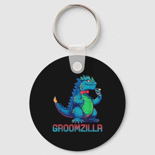 Grappig trouwfeest bruidegomzilla-ontwerp voor fee sleutelhanger (Voorkant)