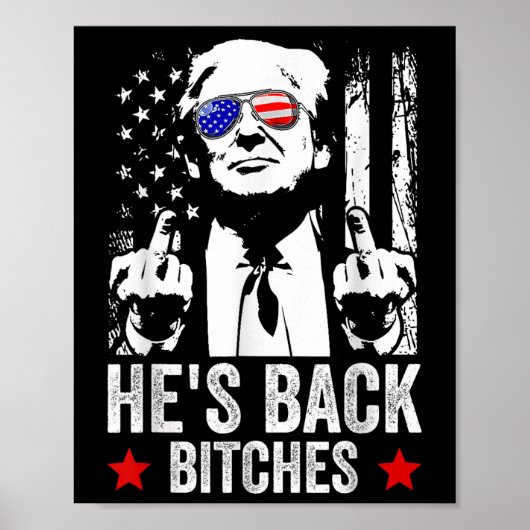 Grappig Trump 2024 Hes Back Es Trump 2025 Poster (Voorkant)