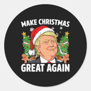 Grappig Trump 2024 Maak Kerstmis weer geweldig Man Ronde Sticker