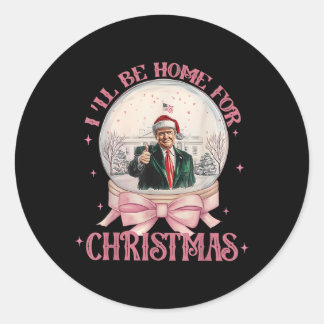 Grappig Trump 2024 wordt kerstmis thuis Ronde Sticker