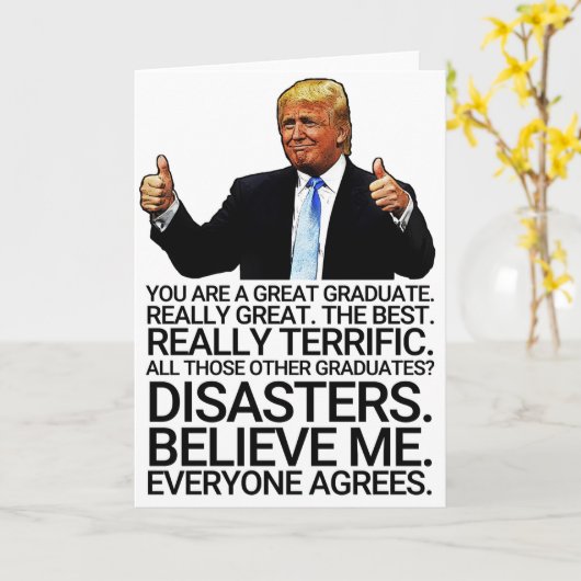 Grappig Trump Afstuderen Kaart (Gele Bloem)