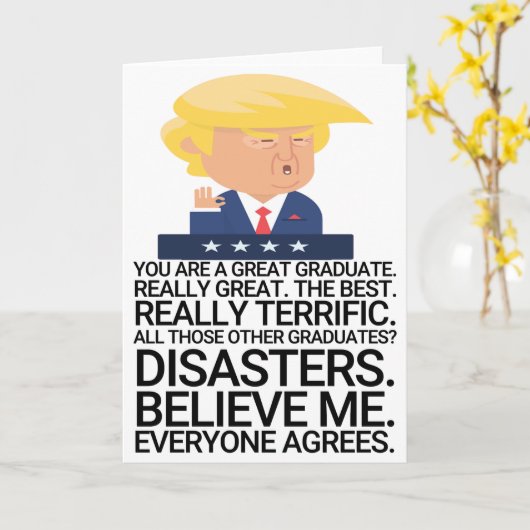 Grappig Trump Afstuderen Kaart (Gele Bloem)
