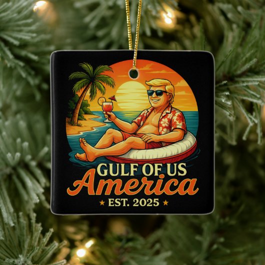 Grappig Trump Amerika's Golf 2025 Keramisch Ornament (Boom)