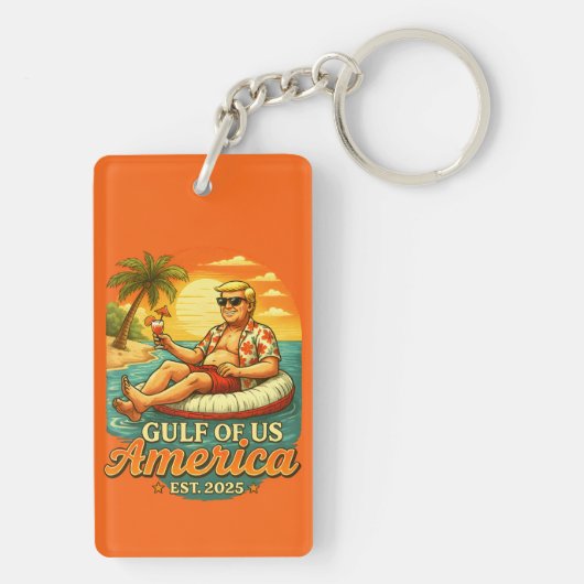 Grappig Trump Amerika's Golf 2025 Sleutelhanger (achterkant)