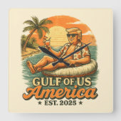 Grappig Trump Amerika's Golf 2025 Vierkante Klok (Voorkant)