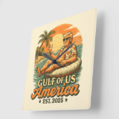 Grappig Trump Amerika's Golf 2025 Vierkante Klok (Hoek)