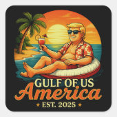 Grappig Trump Amerika's Golf 2025 Vierkante Sticker (Voorkant)