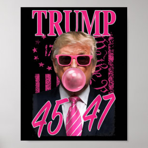 Grappig Trump Bubble Gum 1776 Roze Vlag Poster