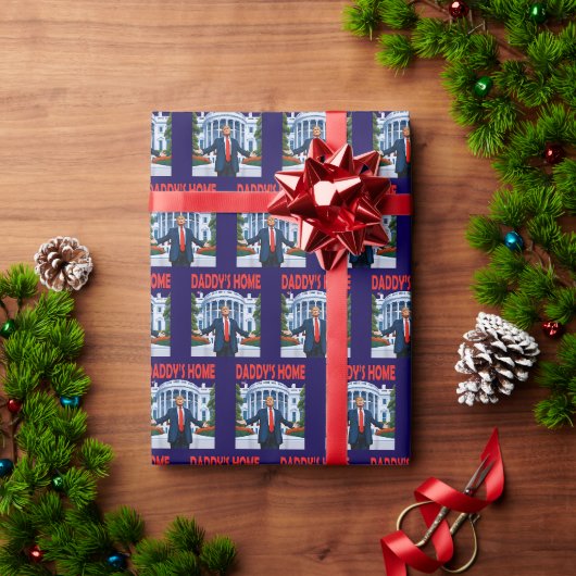Grappig Trump Daddys Home Blue Gift Cadeaupapier (Feestdagen Geschenken)