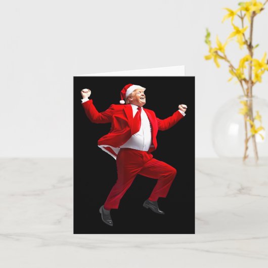 Grappig Trump Dans Kerstman Kerstmispajam Kaart (Gele Bloem)