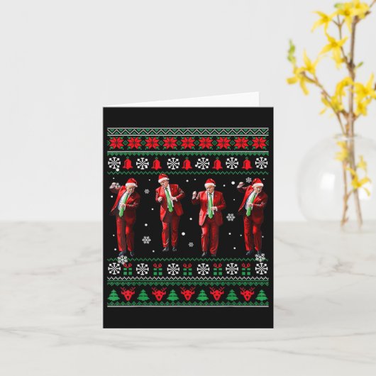 Grappig Trump Dans Kerstman Kerstmispajam Kaart (Gele Bloem)