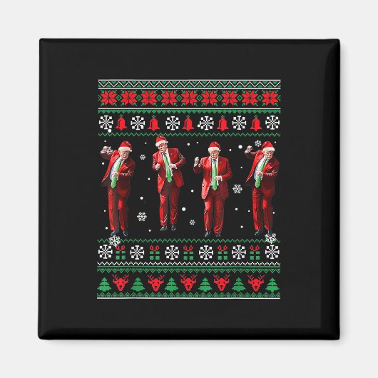 Grappig Trump Dans Kerstman Kerstmispajam Magneet (Voorkant)