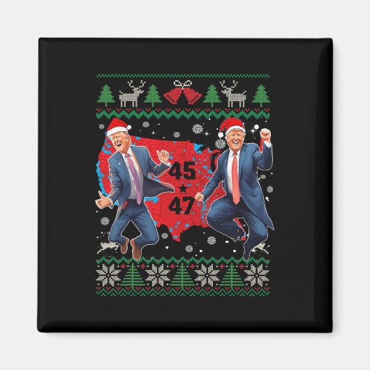 Grappig Trump Dans Kerstman Kerstmispajam Magneet (Voorkant)