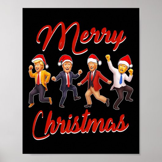 Grappig Trump Dans Kerstman Kerstmispajam Poster (Voorkant)
