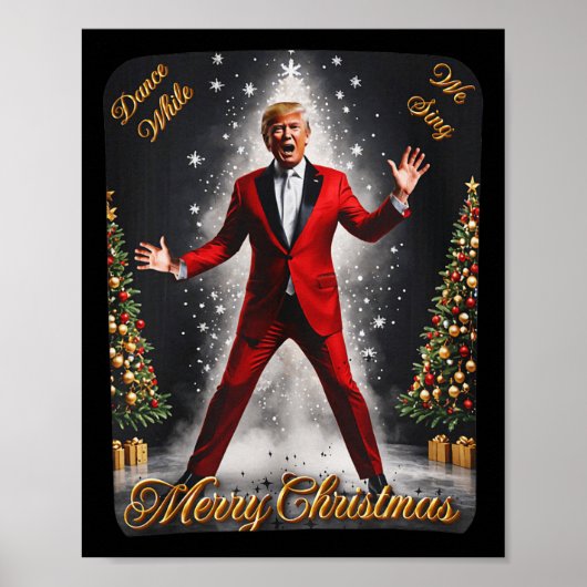 Grappig Trump Dans Kerstman Kerstmispajam Poster (Voorkant)