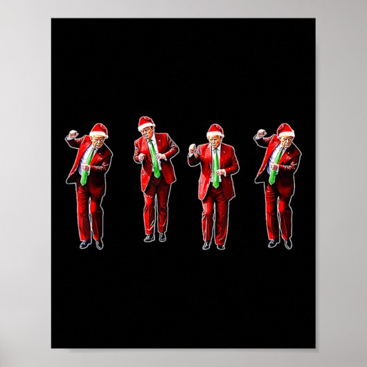 Grappig Trump Dans Kerstman Kerstmispajam Poster (Voorkant)