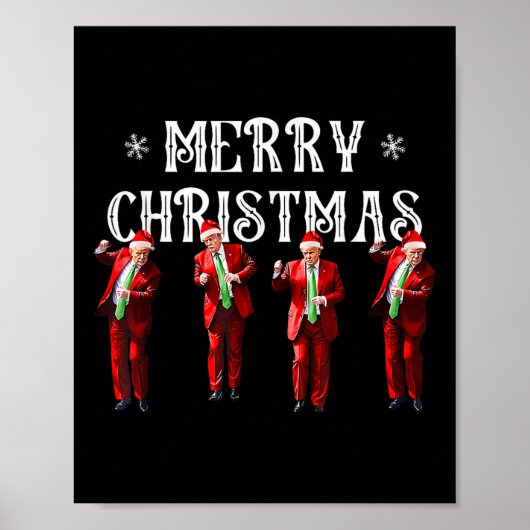 Grappig Trump Dans Kerstman Kerstmispajam Poster (Voorkant)