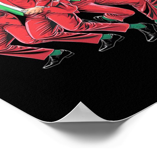 Grappig Trump Dans Kerstman Kerstmispajam Poster (Hoek)