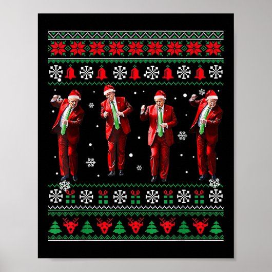 Grappig Trump Dans Kerstman Kerstmispajam Poster (Voorkant)