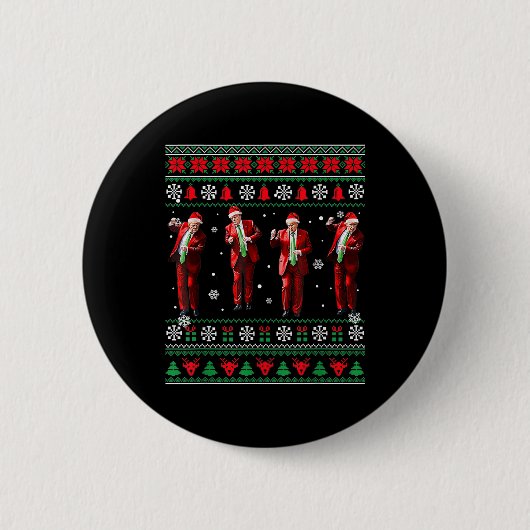 Grappig Trump Dans Kerstman Kerstmispajam Ronde Button 5,7 Cm (Voorkant)