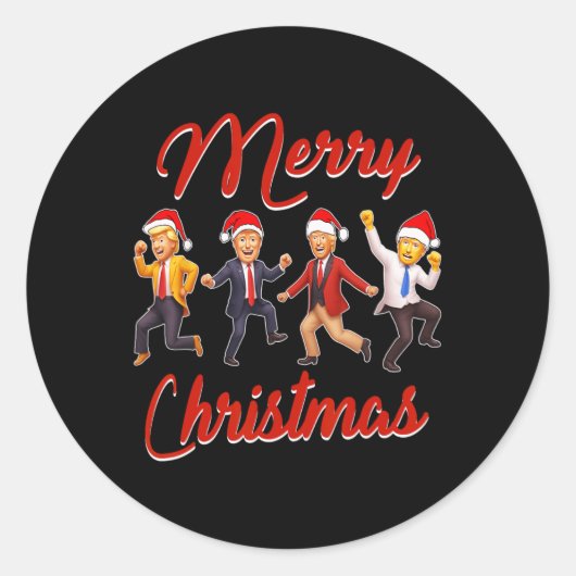 Grappig Trump Dans Kerstman Kerstmispajam Ronde Sticker (Voorkant)