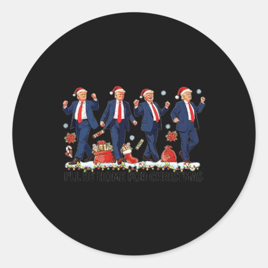 Grappig Trump Dans Kerstman Kerstmispajam Ronde Sticker (Voorkant)