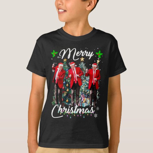 Grappig Trump Dans Kerstman Kerstmispajam T-shirt (Voorkant)