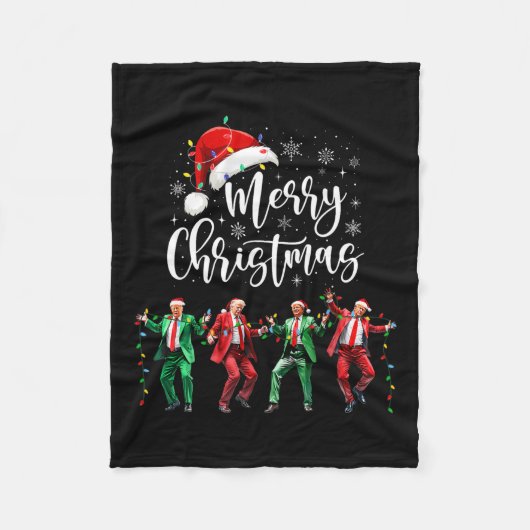 Grappig Trump Dans Kerstman Vrolijk Kerstfeest Fleece Deken (Voorkant)