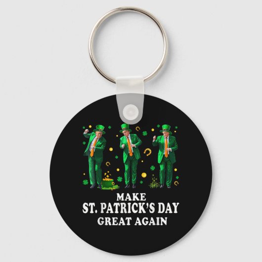 Grappig Trump dansen maken St. Patrick's Day gewel Sleutelhanger (Voorkant)