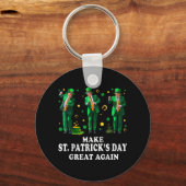 Grappig Trump dansen maken St. Patrick's Day gewel Sleutelhanger (Voorkant)