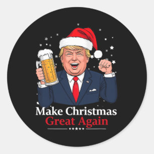 Grappig Trump Drink bier Ronde Sticker