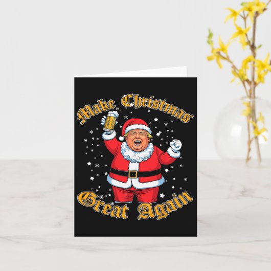 Grappig Trump Drink biertje maakt kerst weer gewel Kaart (Gele Bloem)