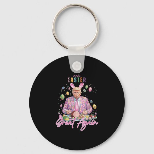 Grappig Trump Easter Egg Bunny Maak Pasen Grote Ag Sleutelhanger (Voorkant)