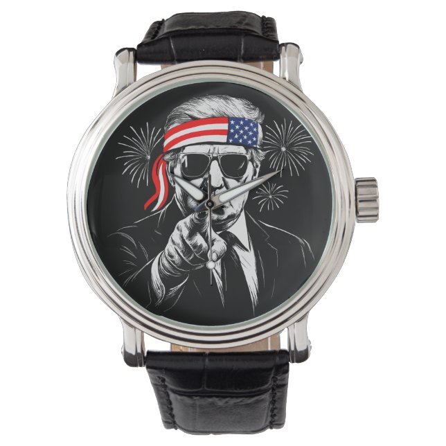 Grappig Trump Golf van Amerika 2025 4 juli Horloge (Voorkant)